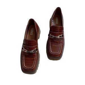 Labucq chunky brown croc loafers